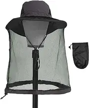 Mosquito Head Net Hat, Adjustable Midge Net Hat, Fine Mesh Insect Netting Hat with Removable Net Wide Brim Sun Protection Hat for Fishing Hiking Camping Gardening Outdoo