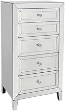 Tallboy MDF Silver Mirror Five Drawers Sparkling Handle