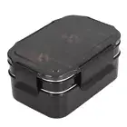 (Black)Bento Box Double Layer Stainless Steel Bento Box For School For Travel