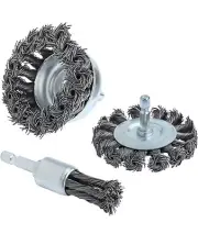 3PCS 3 Inch Knotted Wire Wheel Cup Brush and Twist End Brush Set,1/4" Shank for