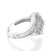 Sterling Silver 1/3 Carat Diamond Ring With Round and Baguette Cut Diamonds, N