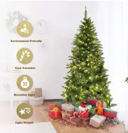 6ft Prelit PVC Artificial Half Christmas Tree Flash Modes W/250 LED Lights
