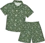 [Caihoyu] Little & Big Boy's Short Sleeve Shirt Top+shorts Suits Toddler Baby Boy Outfit Infant Little Boy Gift