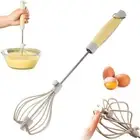 Rotating Egg Whisk Stainless Steel Whisk Egg Beater New Egg Mixer For Egg Milk