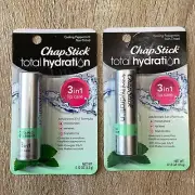 2 Pack ChapStick Soothing Total Hydration Cooling Peppermint 3 In 1 Lip Care