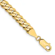 Solid 14K Yellow Gold 7 inch 5.75mm Flat Beveled Curb with Lobster Clasp Bracelet