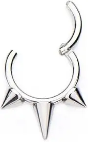 Pierced Owl - 16GA Stainless Steel Triple Spiked Septum Cartilage Helix Daith Tragus Hinged Segment Ring
