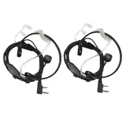 2-Pack Acoustic Tube Earpiece PTT Throat Mic Headset for Baofeng BF-888 BF-999