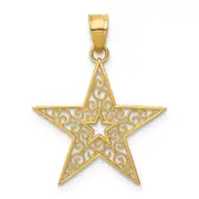 14K Yellow Gold Filigree Star Pendant