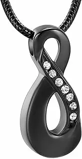 KETIME Inlay Crystal Memorial Urn Necklace for Ashes Keepsake Cremation Jewelry Stainless Steel