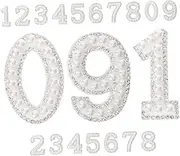 COOPHYA 20pcs Rhinestone Pearl Iron Patches DIY Clothing Accessories for Unique Designs Clothes Shoes Bags Number Patch for Personalization Repair