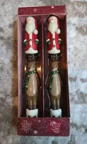 Vtg Russ Moments Of Wonder Christmas Candles Reindeer & Santa Clause Set NEW