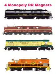 Monopoly Railroads B&O, PRR, Reading, Short Line [GNWR] 4 magnets Andy Fletcher