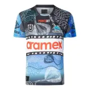 Cronulla Sharks CLASSIC NRL Mens Indigenous Jersey | Blue/ Black by Sporting Hou