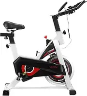 Genki Fitness Spin Bike Stationary Bicycle Workout Indoor Cycling Home Gym Exercise Cardio Trainer Adjustable Belt Drive Phone Holder LCD Monitor
