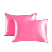 Satin Pillowcase Set of 2 Silk Pillow Cases for Hair and Skin Satin Pillow Covers 2 Pack with Envelope Closure (51*76cm Deep Pink)