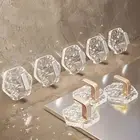 10pcs Wall Mounted Key Hooks Transparent Coat Hanger Storage Rack Kitchen