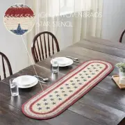 Celebration 13x48 Table Runner JUTE STENCIL STAR Americana White Blue Barn Red