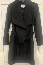 COLE HAAN Wool Blend Single Breasted Belted Trench Wrap Coat Size 4