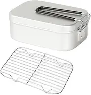 Camping Cookware Mess Kit Bento Lunchbox Fast-Heating Metal Camping Bowl with a Foldable Handle, self Reliance Outfitters for Adults and Children Ideal for Travel, Outside (800ML)