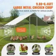 Large Walk-In Metal Chicken Coop with Waterproof Roof, 3x1.97x1.99m