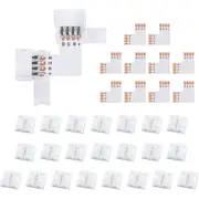 10Pcs L Shape 4-Pin 10mm LED Connectors with 20Pcs Clips for Strip Lights