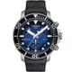 Tissot 天梭Seastar系列 海星300三眼計時潛水腕錶-45mm/藍