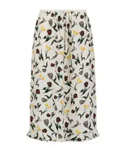 Marni Tulips And Hares Print Satin Midi Skirt IT40,IT44,IT42,IT46 limestone
