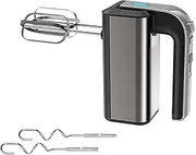 Stainless Steel Hand Mixer, 5 Speed Portable Kitchen Mixer Electric, Stainless Steel Electric Hand Whisk, for Baking & Cooking, 300W, Includes Stainless Steel Whisks and Dough Hooks Attachment