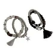 2pcs Star Pendant Couple Bracelets Punk Star Elastic Beaded