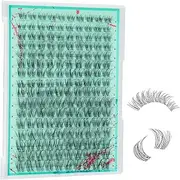 Lash Clusters 160PCS Invisible Eyelash Band Clusters with Natural Eyelashes Cluster Wide Stem Eyelash Extensions Individual Wispy Lashes Cluster(Lavendy,D-Mix8-16mm)