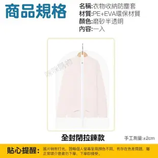 【咪咪購物】衣服防塵套｜拉鍊款｜60ｘ140｜一入(透明衣服防塵套 衣物防塵袋 衣服 大衣 外套 西裝 防塵套)