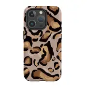 For iPhone 15 Pro Tough Case Compatible with MagSafe Leopard Pattern