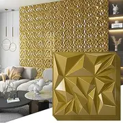 Art3d 33-Pack 3D Wall Panels for Interior Wall Decor, Diamond Textured Feature Wall Paneling for Gaming Living Room TV Wall Background Accent Wall - 12 x 12 inch Gold