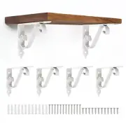 6 Pcs Decorative Shelf Brackets, 150mm/6 Inch Floating Shelf Brackets, White
