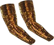 [FHEDVBN] Gold Sequin Sparkle Arm Sleeves Compression Arm Covers for Men Women Outdoor Sun Sleeves Cooling Sports Sleeve, Black