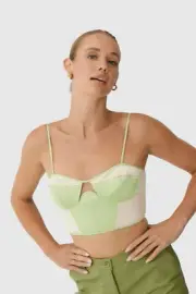 Finders Keepers Tiana Corset Top in Cream And Lime Women's Size XL