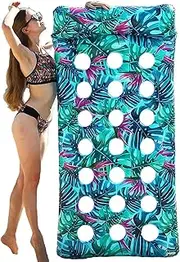 Inflatable Pool Floats, Inflatable Lounger Lake Float Mat, 21 Holes Swimming Pool Floats, Pool Floatie Water Hammock, Large Water Toys for Pool