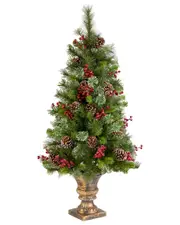 National Tree Company 4ft Iced Berry Pine Entrance Tree In Dark Bronze Urn