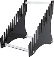 Record Storage Holder, Acrylic Record Rack Organizer for Music Collection, Easy Assembly Album Stand with Space Saving Design (Black)