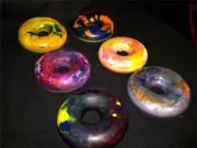 (6) Homemade DONUT Shaped CRAYONS mixed color schemes 2.75-3" each (New) Lot #3