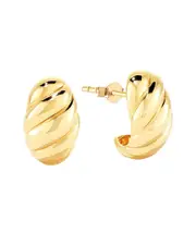 Gabi Rielle 14K Over Silver Lovestruck Collection Dome J Huggie Earrings