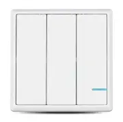 1x Wireless 3 Gang Smart Wall Switch, Triple Button Sensor, LED Light White IP54