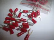 (25) Wire Spade Fork Connector Red Vinyl Terminal #10 Car Audio Speaker Amp New