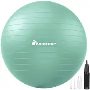 METEOR Anti-Burst Swiss Ball, 55cm 65cm 75cm 85cm, Yoga Ball Gym Ball Exercise Ball With Pump (Green)