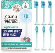 GuruNanda Essential Sonic Replacement Brush Heads, Compatible with Pressure Sensor Sonic Toothbrush Handles, Soft Bristles for Effective Cleaning - Pack of 6