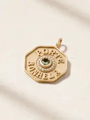 [Marlo Laz] Marlo Laz - Porte Bonheur Large 14-karat Gold, Tourmaline And Diamond Pendant - One size One size Gold