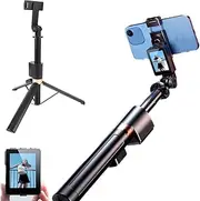 Selfie Monitor Screen, 12 to 67in Extendable Selfie Stick with Tripod, Using Phone Rear Camera for Travel Vlog Recording, Live Stream, No App Required