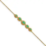 14k Yellow Gold Marquise Emerald Bracelet