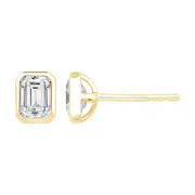 Emerald Cut Solitaire Stud Earrings with 1.00ct of Laboratory Grown Diamonds in 9kt Yellow Gold
